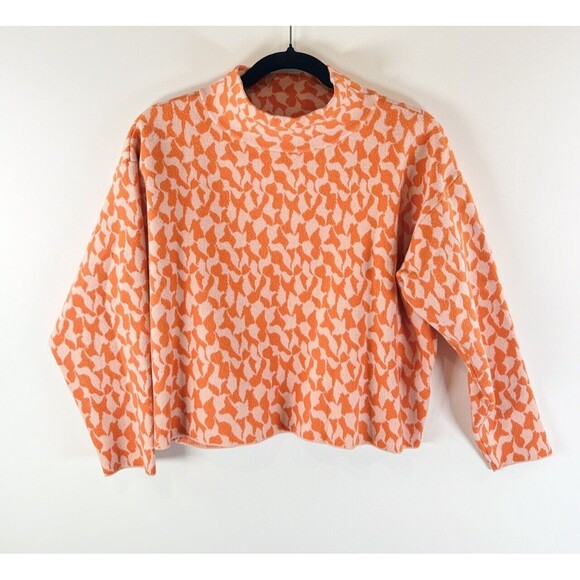 Anthropologie Maeve Womens Sweater Orange Carys Mock Neck Cropped Pullover SP - Picture 2 of 10